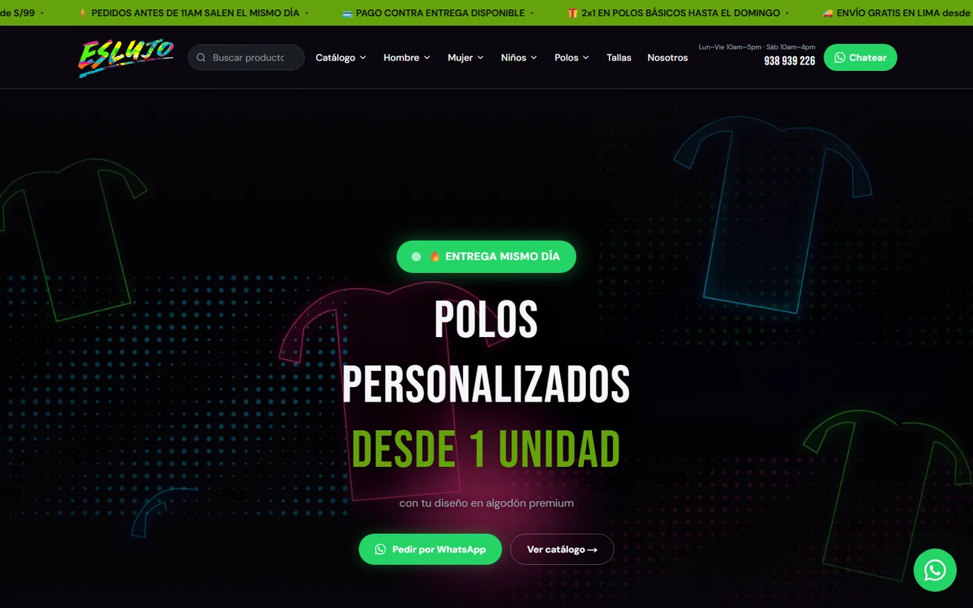 Es Lujo: un catálogo que convierte visitas en pedidos por WhatsApp · Inicio