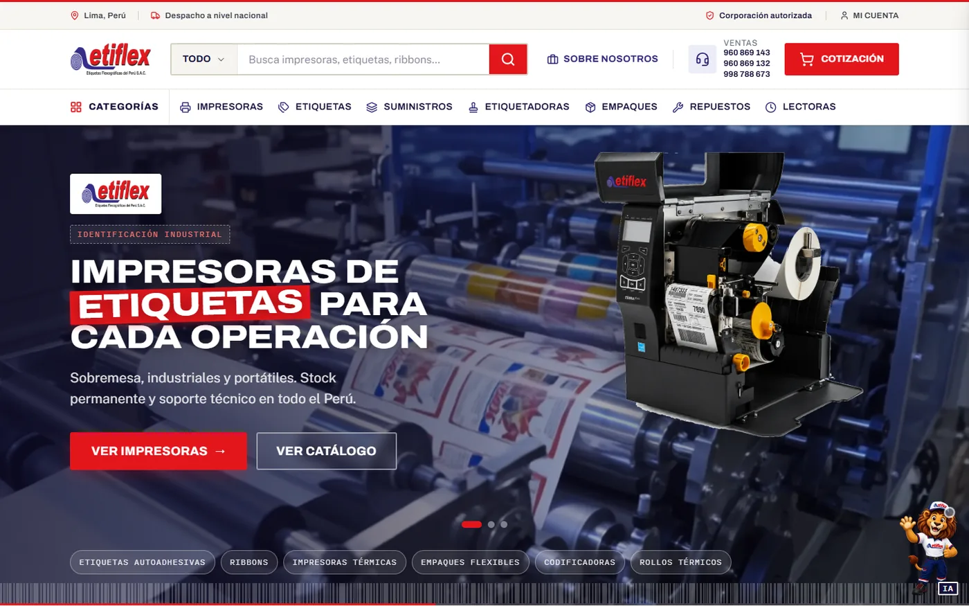 Etiflex: de una web de 2015 a un catálogo que cotiza por WhatsApp · Inicio