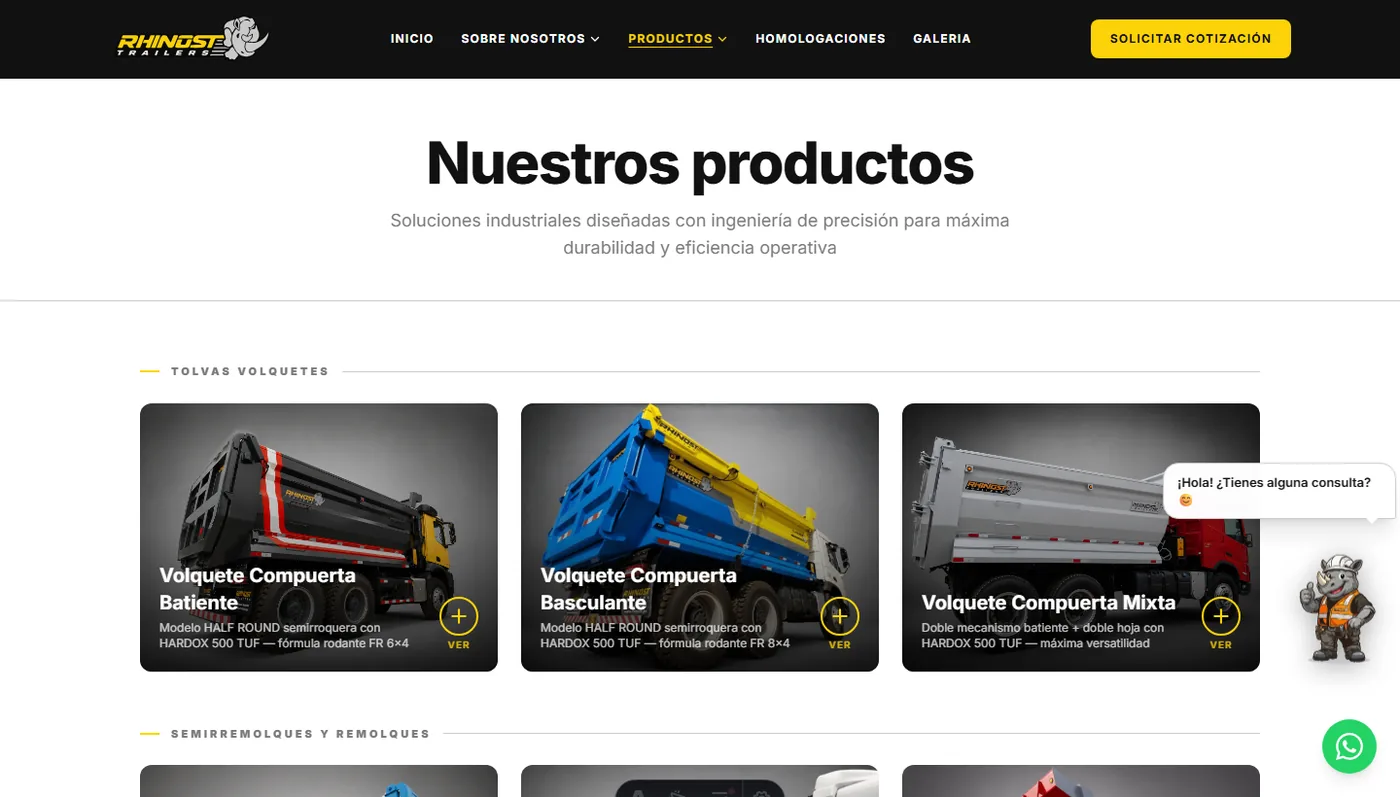 Rhinost Trailers: de fotos en carpetas a un sitio que cotiza · Catálogo de productos
